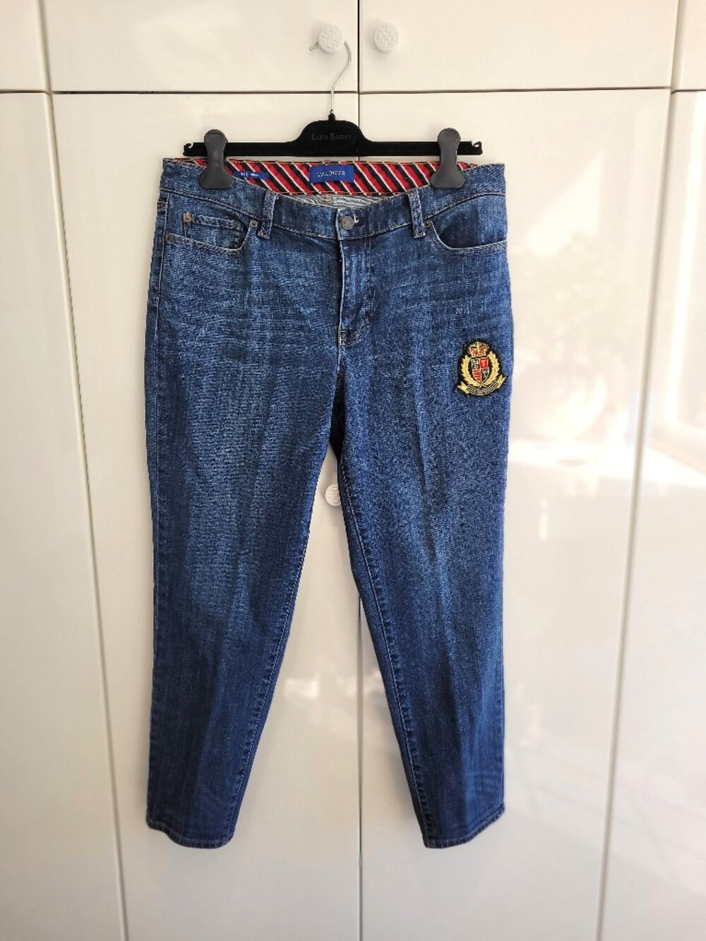 Talbots Preppy Academia Ankle Cropped Girlfriend Jeans with Crest Size 10